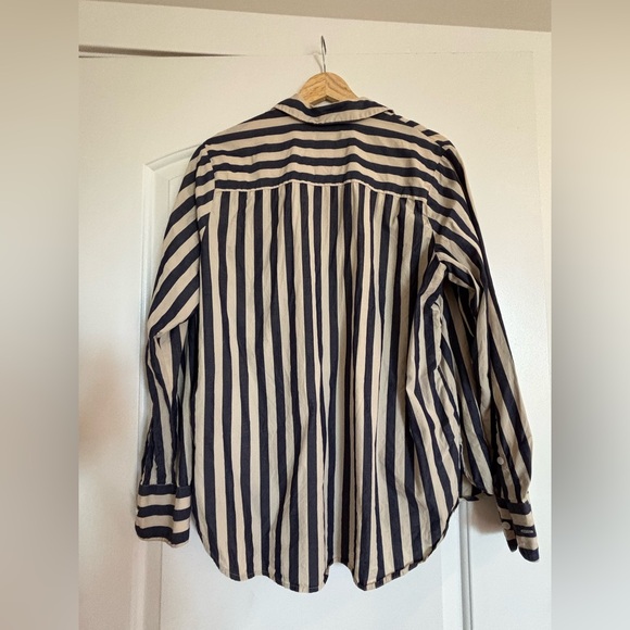 Madewell blue/beige button up. Size M. GUC. - Picture 5 of 7